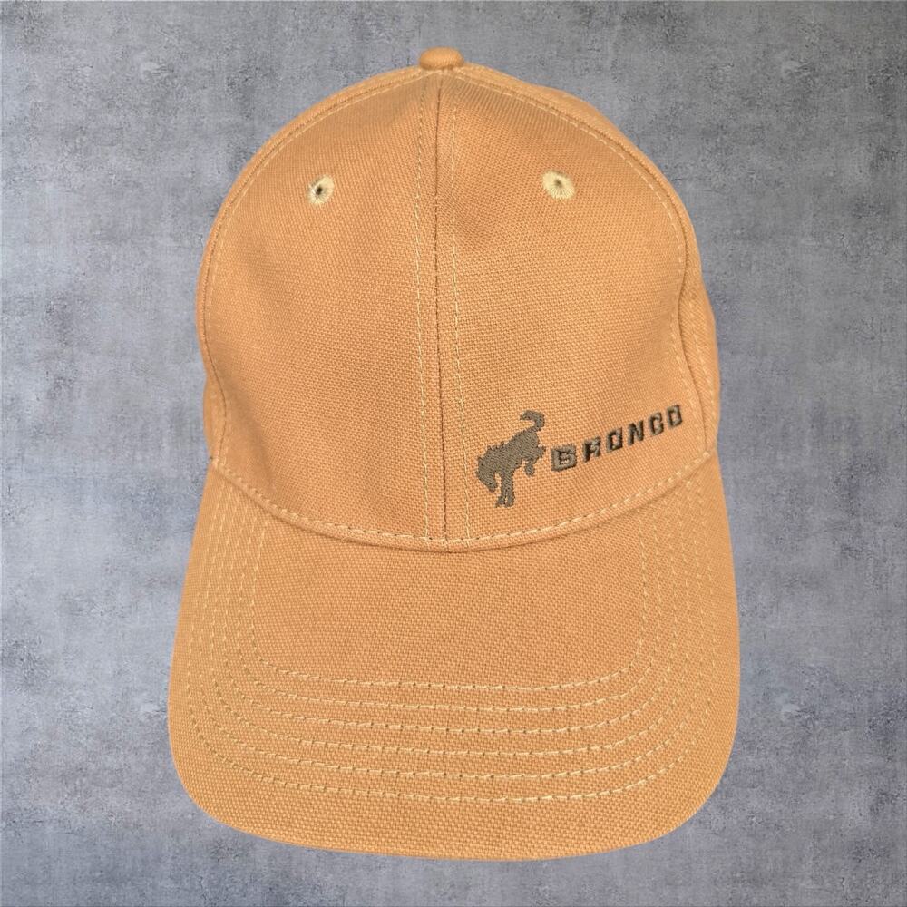 Ford Bronco Canvas Hat Tan Brown Embroidered Off Road Truck Adjustable Strapback